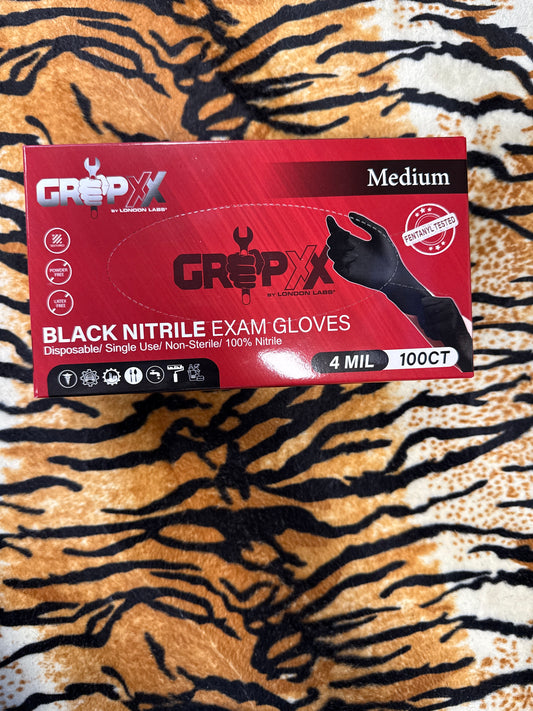GripXX Black Nitrile Gloves